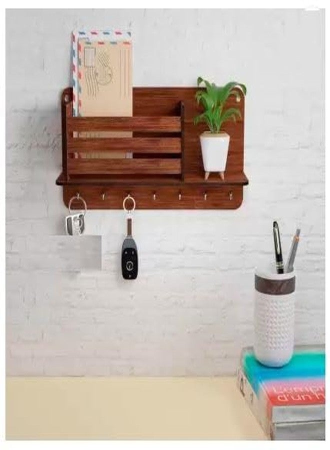 HomeEcho منظم مفاتيح جداري من هوم إيكو، رف مفاتيح معلق على باب خزانة المطبخ مع خطافات وحلقات مفاتيح، بني (جوزي) - Image 5